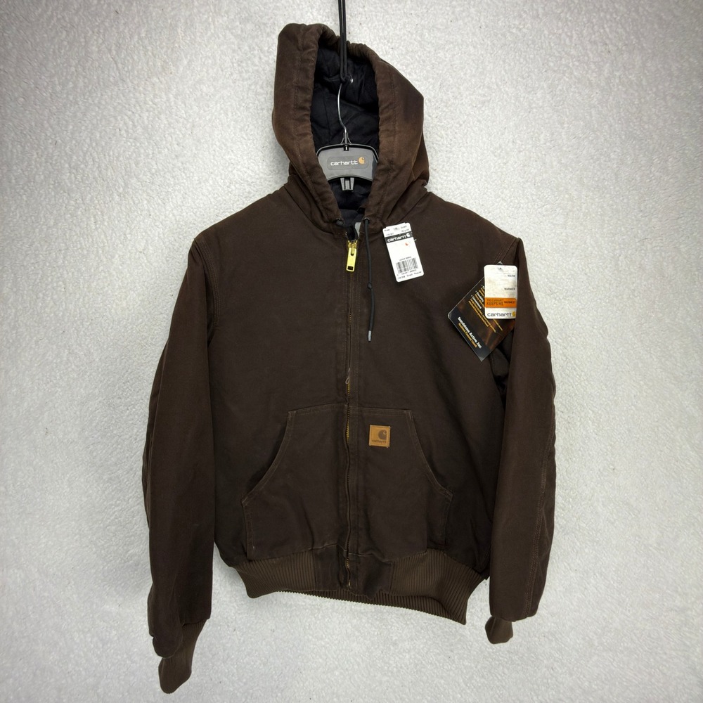 Carhartt Sandstone Active Jacket Quilt Lined Mens Small J130 DKB Dark Brown NWT